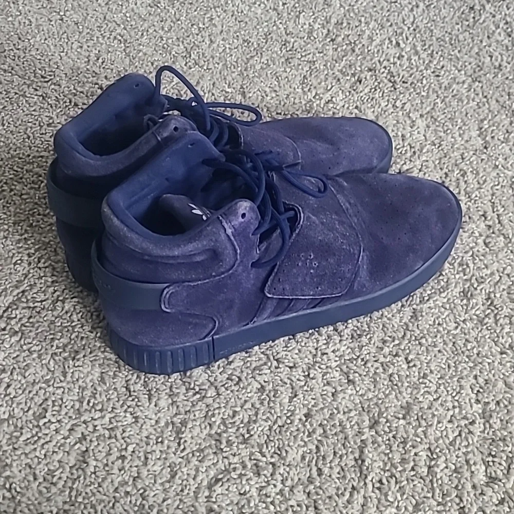 EUC Adidas Tubulae Invader Strap Suede Sneaker Dark Blue Men 10.5